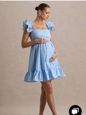 Light Blue Ruffle-Sleeve Casual Sundress